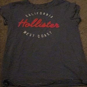 hollister black and white stripped tee shirt